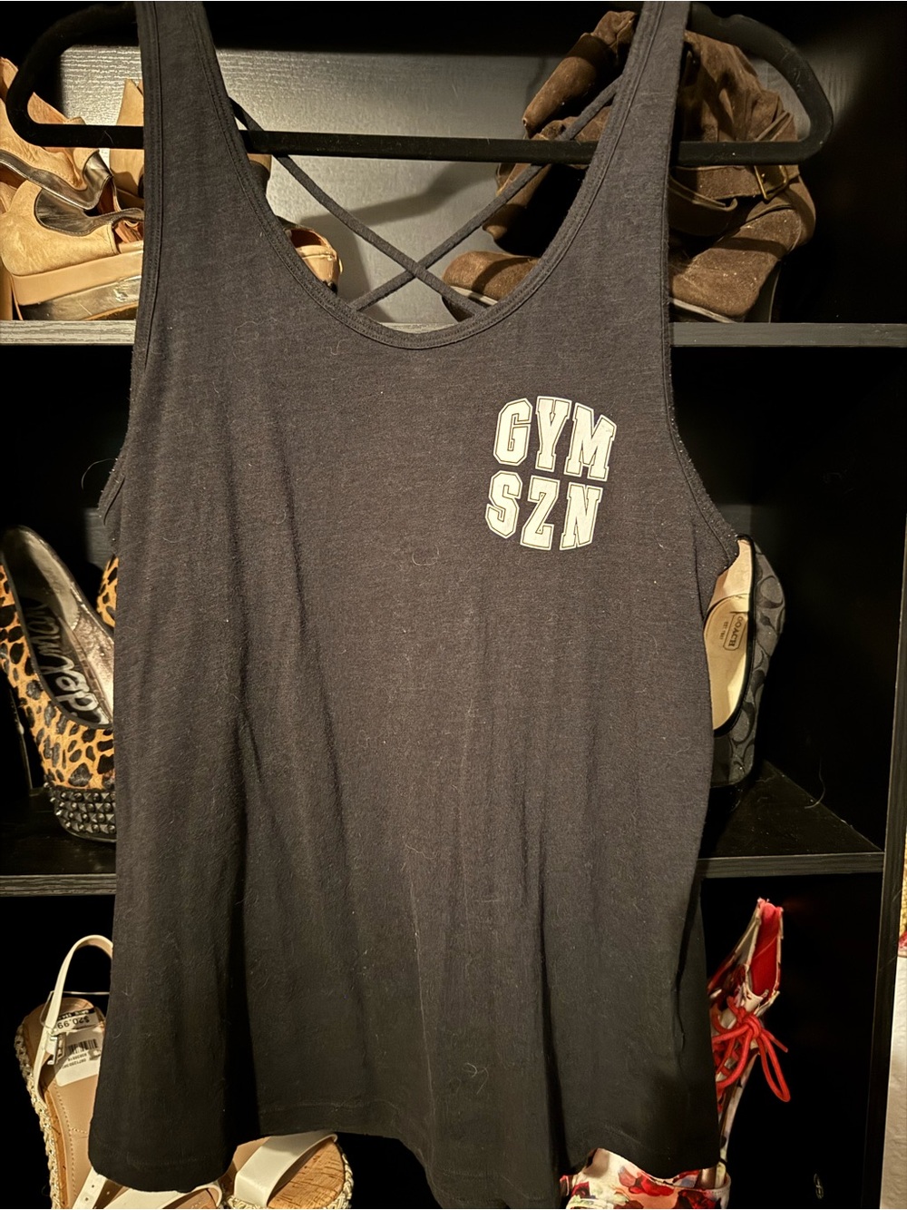 Victoria's Secret Black Racerback Tank with 'GYM SZN' Logo